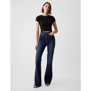GAP Woman Dark Wash 70s High Rise Flare Jeans US25 Classic Western Boho Hippie
